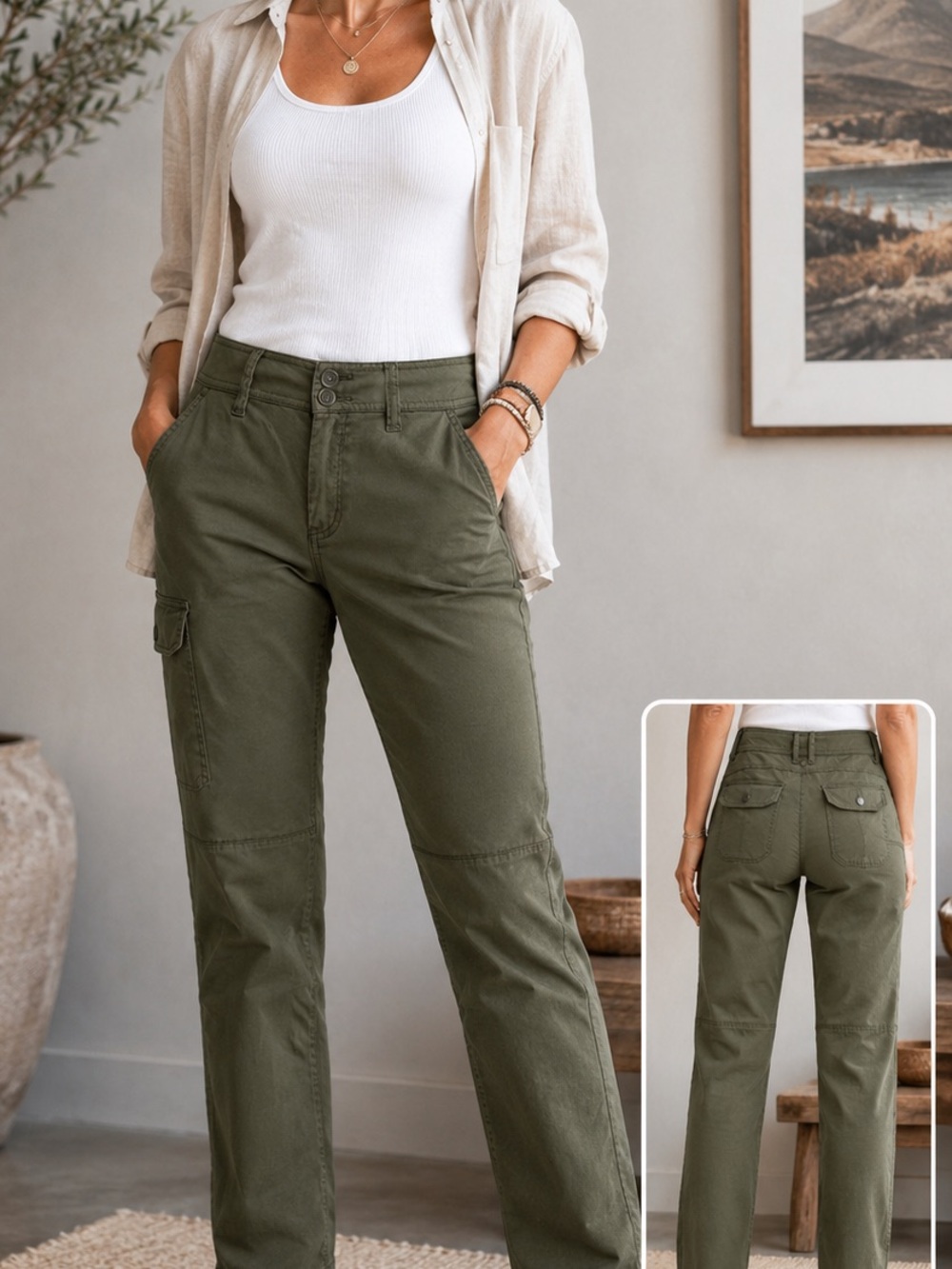prAna Olive Green Cargo Pants Women’s Size 10